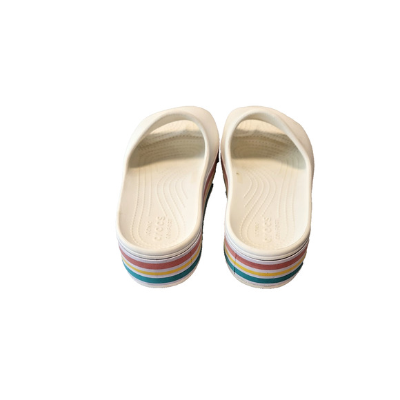 Crocs Crocband III White Rainbow Mid-Block Platform Slip-on Sandals Womens 9 - Picture 5 of 7